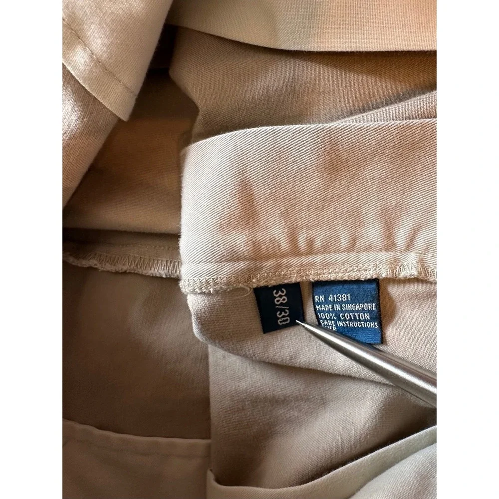 Polo Ralph Lauren Andrew Pant Mens 38x30 Tan Khaki Pleated Chino Cotton Pants